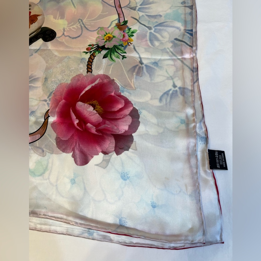 100% Silk floral with Chinese jars BIG EUC - Picture 5 of 7